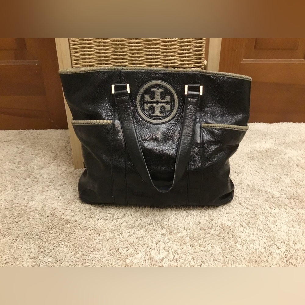 Tory Burch Black Leather Tote Bag